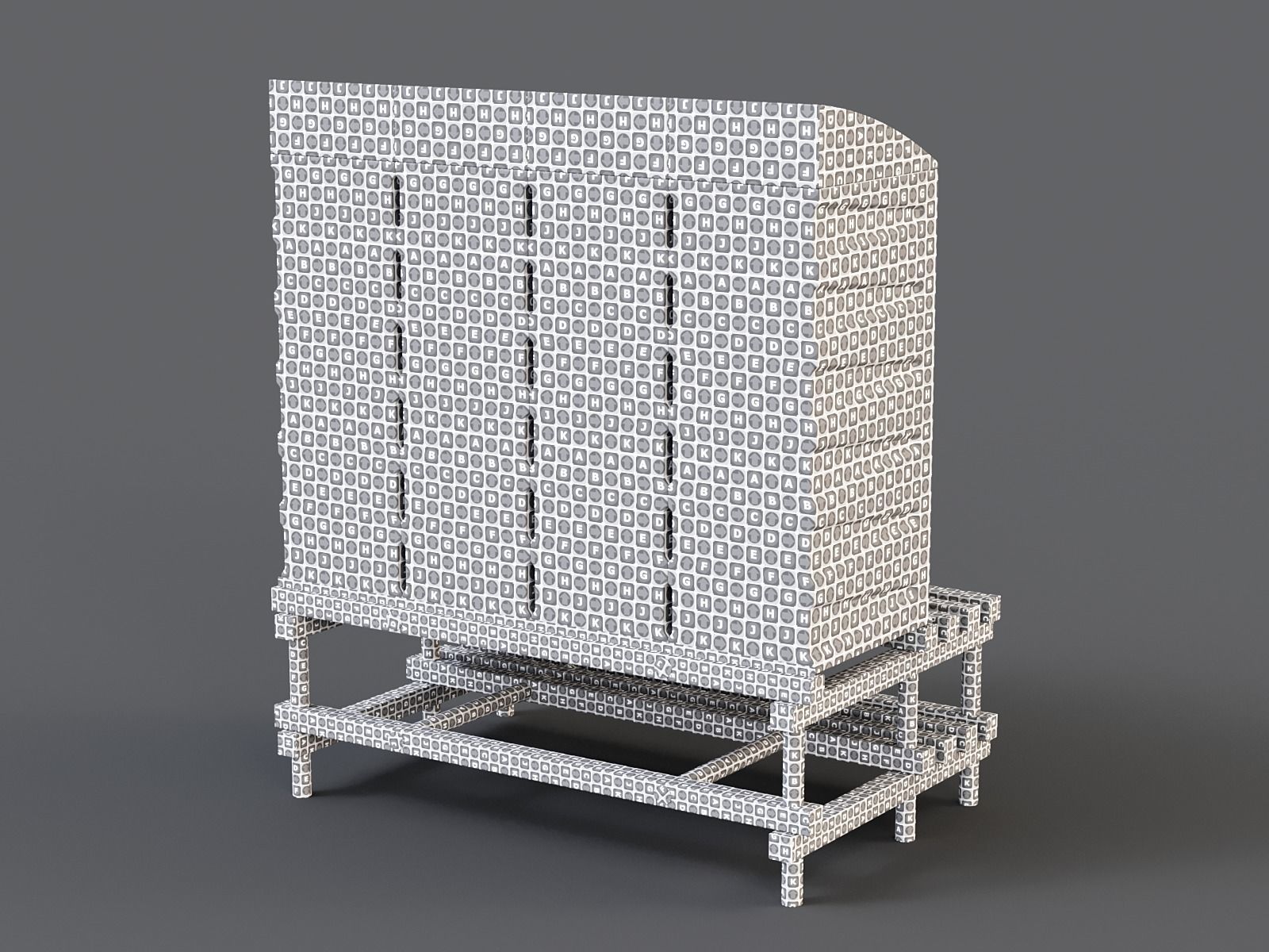 Storage Lockers on a Bench PBR Low-poly 3D model_17