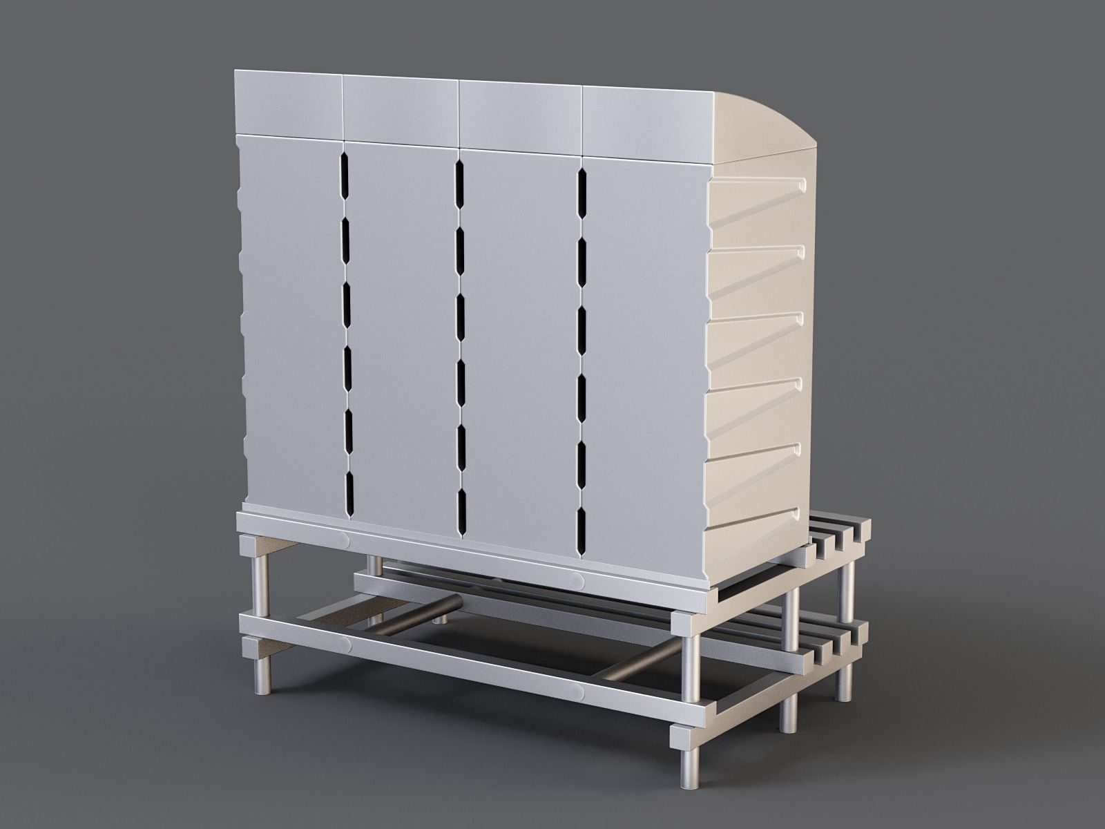 Storage Lockers on a Bench PBR Low-poly 3D model_15