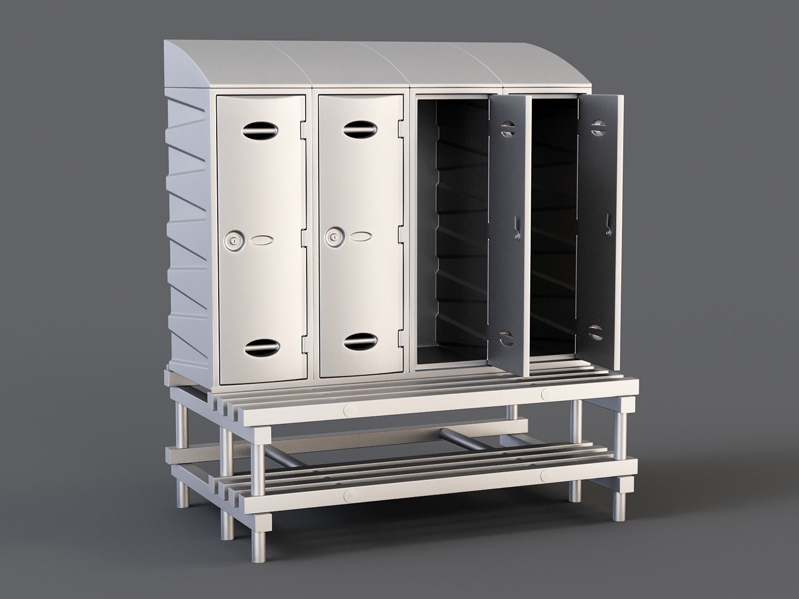 Storage Lockers on a Bench PBR Low-poly 3D model_12
