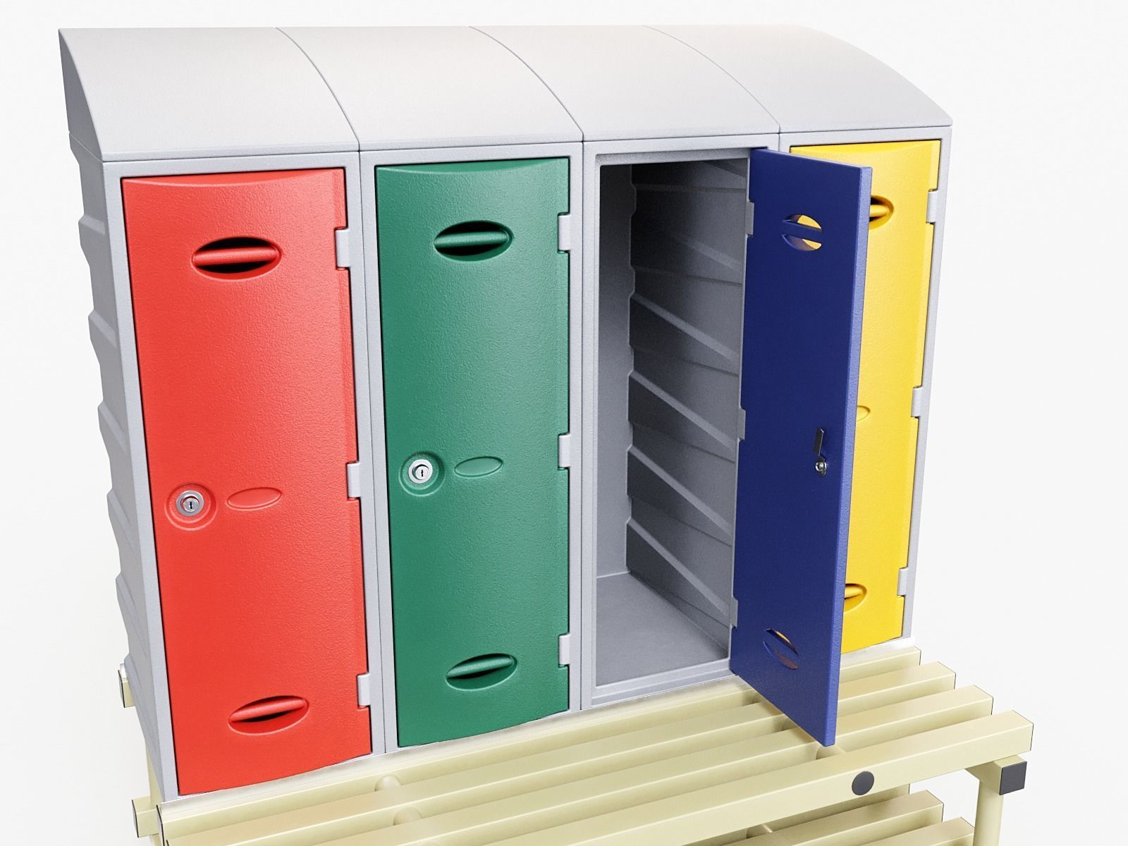 Storage Lockers on a Bench PBR Low-poly 3D model_5