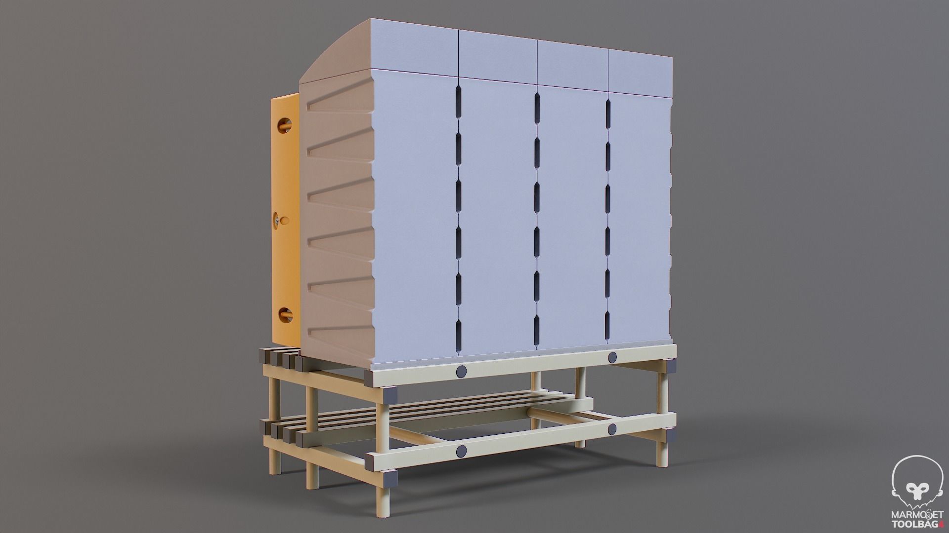 Storage Lockers on a Bench PBR Low-poly 3D model_11