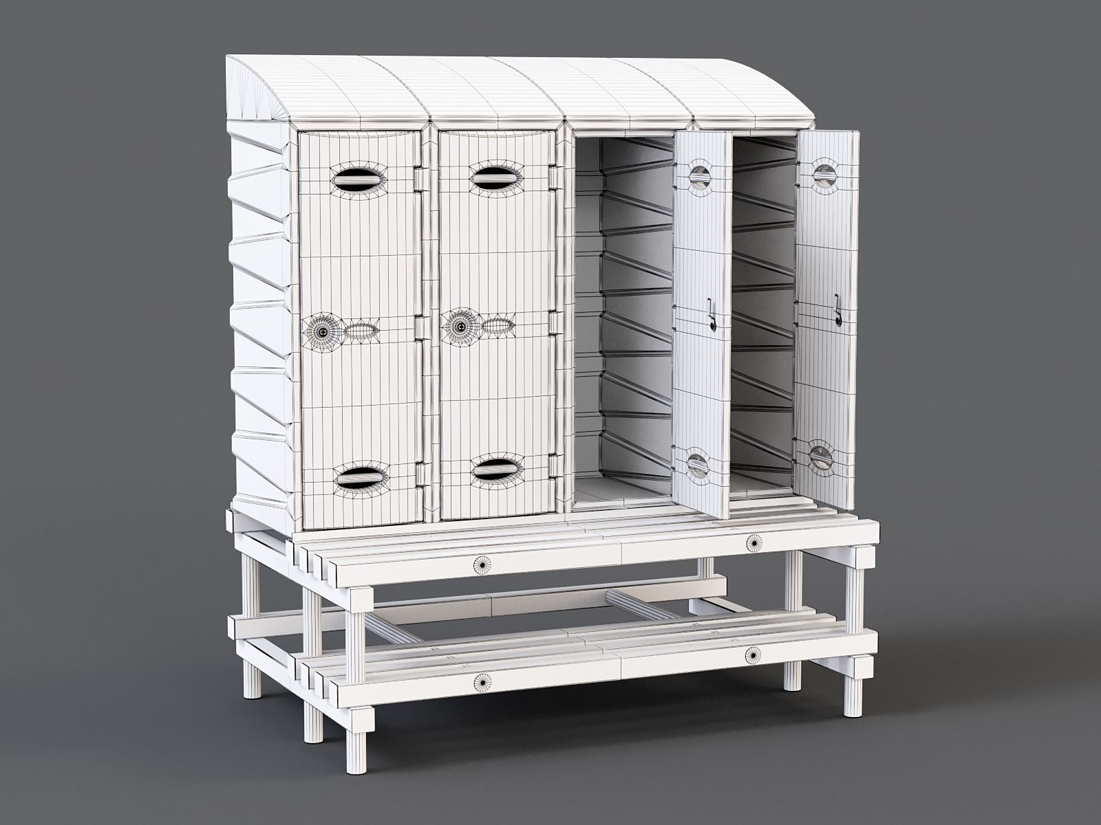 Storage Lockers on a Bench PBR Low-poly 3D model_13