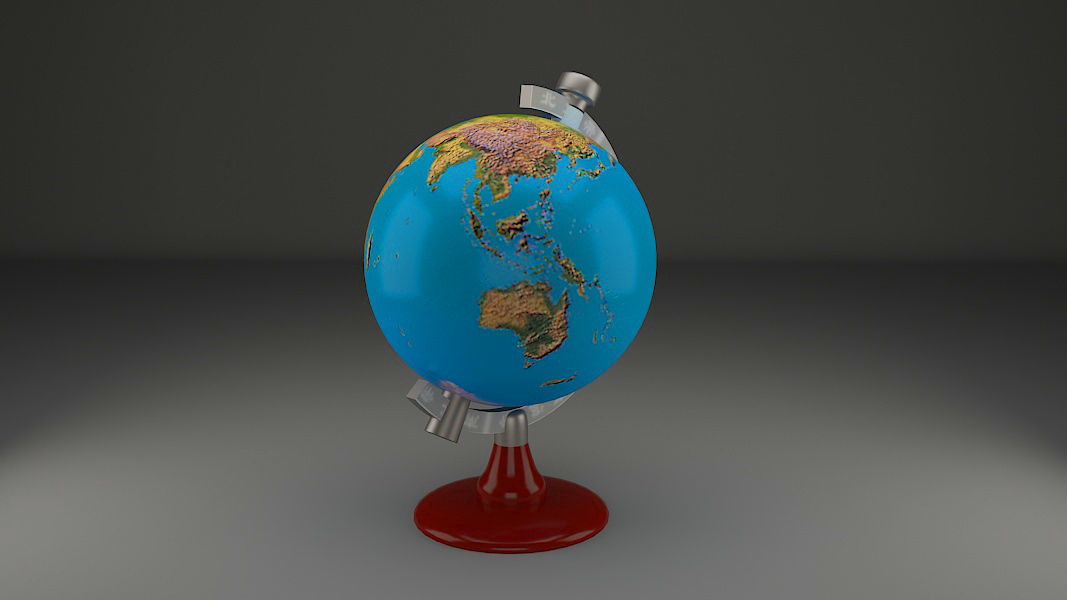 World globe Map Low-poly 3D model_1