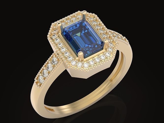 Emerald Engagement Ring Silver jewelry Gold 3D print model