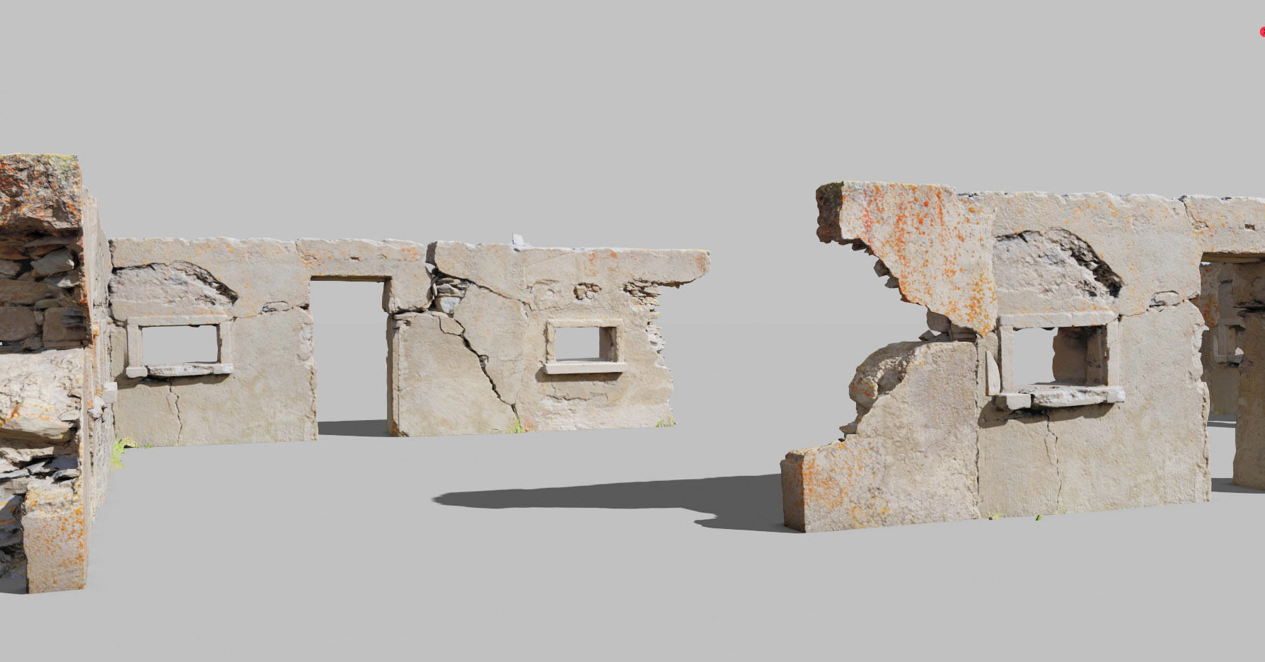House Wall Ruins Stone Scan Modules PBR Low-poly 3D model_10