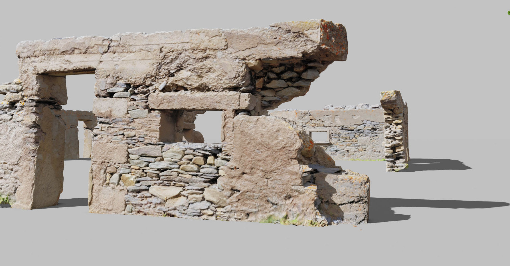 House Wall Ruins Stone Scan Modules PBR Low-poly 3D model_1