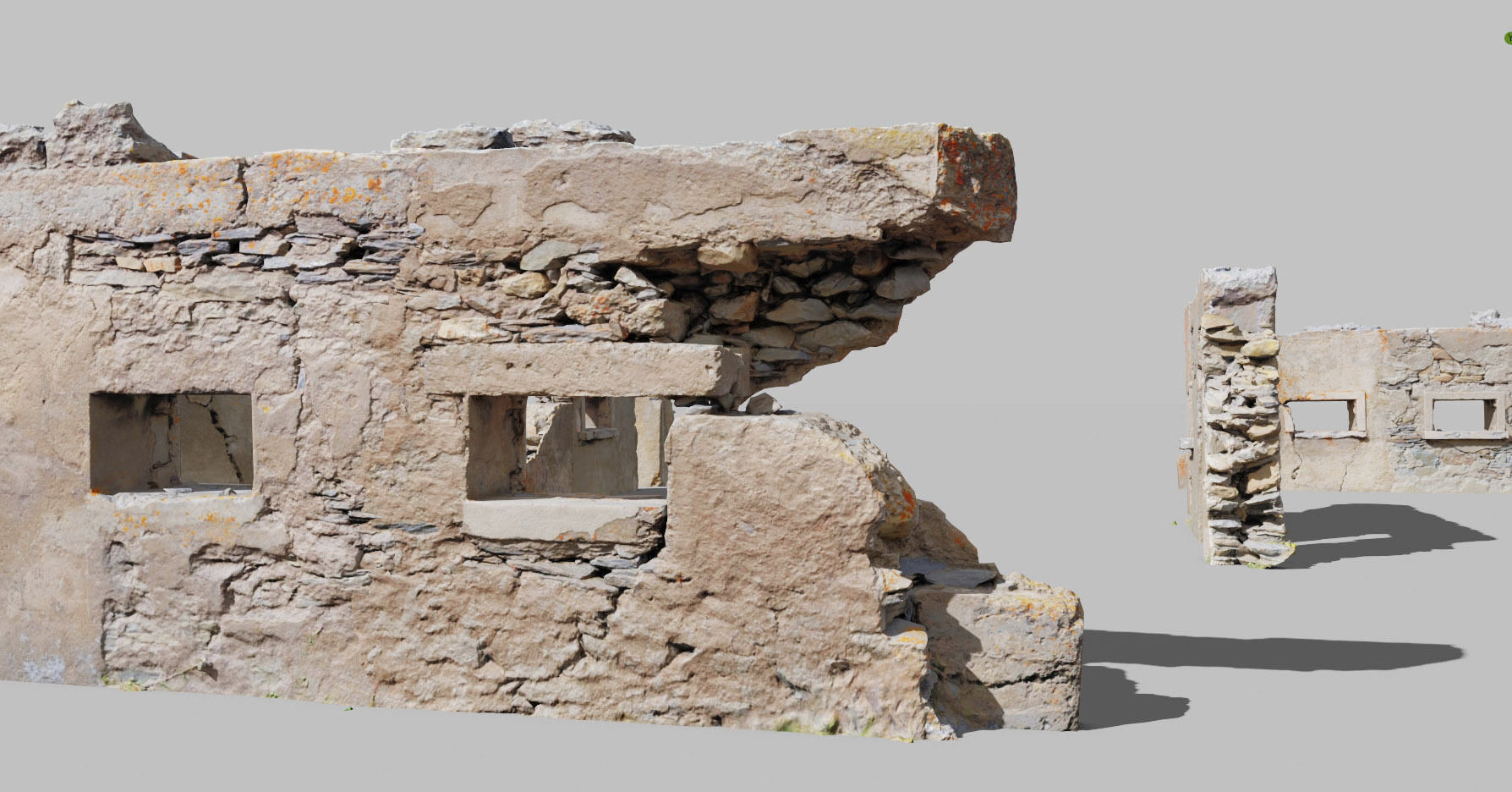 House Wall Ruins Stone Scan Modules PBR Low-poly 3D model_4