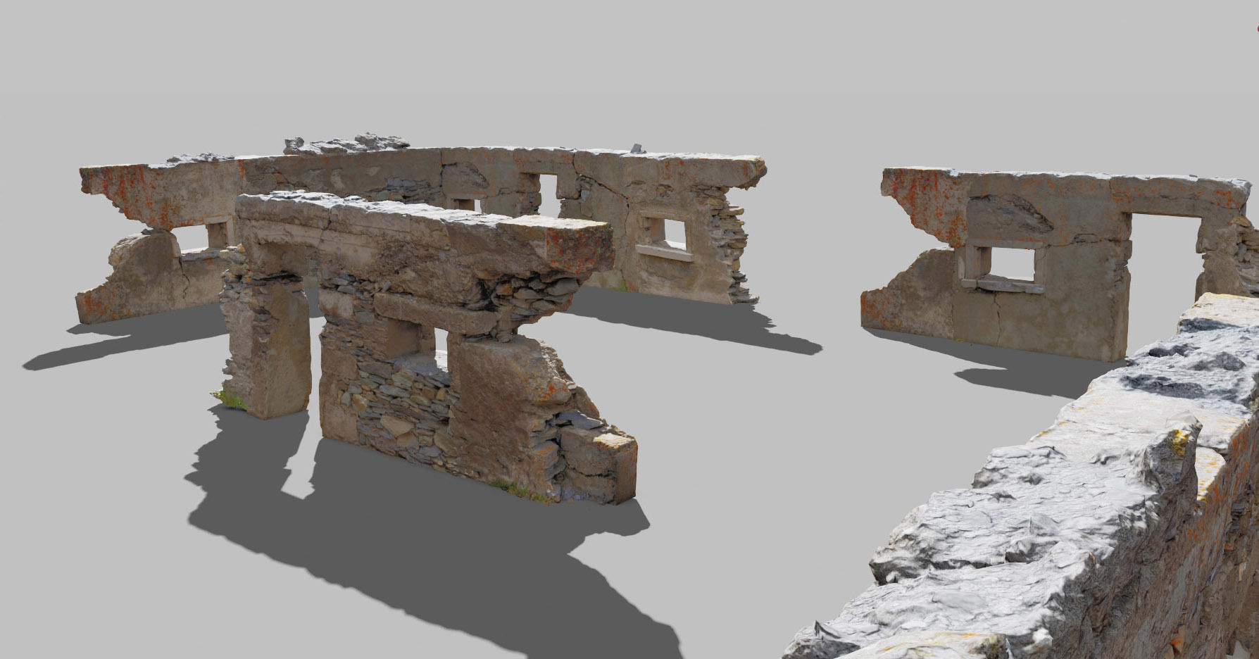 House Wall Ruins Stone Scan Modules PBR Low-poly 3D model_3
