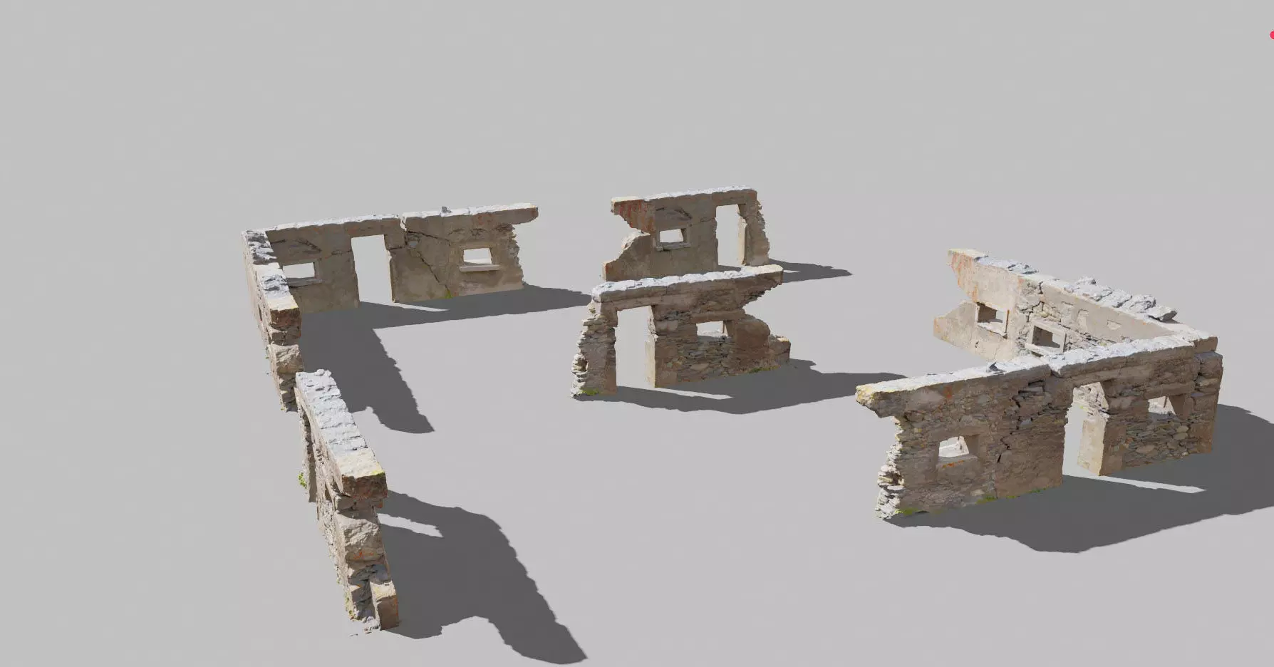 House Wall Ruins Stone Scan Modules PBR Low-poly 3D model_0