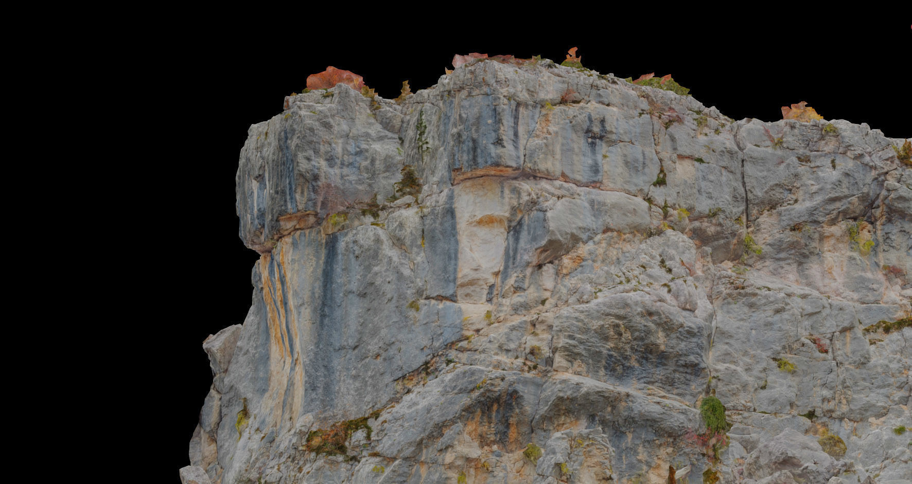 Huge Boulder Cliff Drone Scan PBR Low-poly 3D model_4