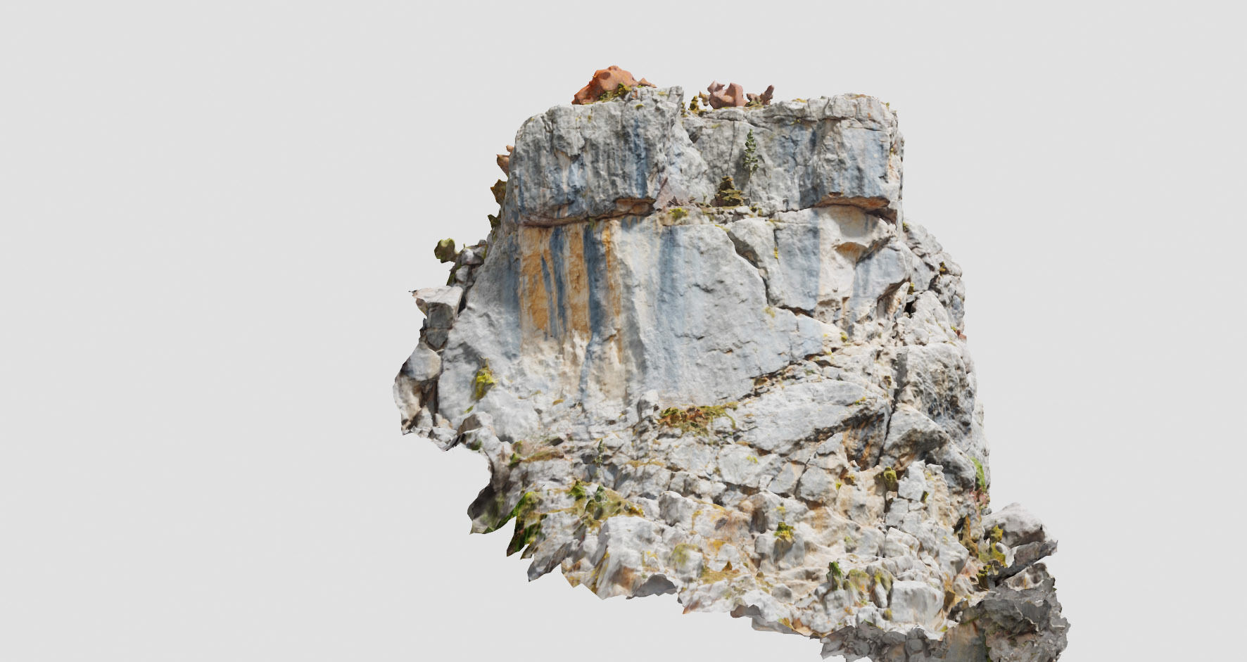 Huge Boulder Cliff Drone Scan PBR Low-poly 3D model_10