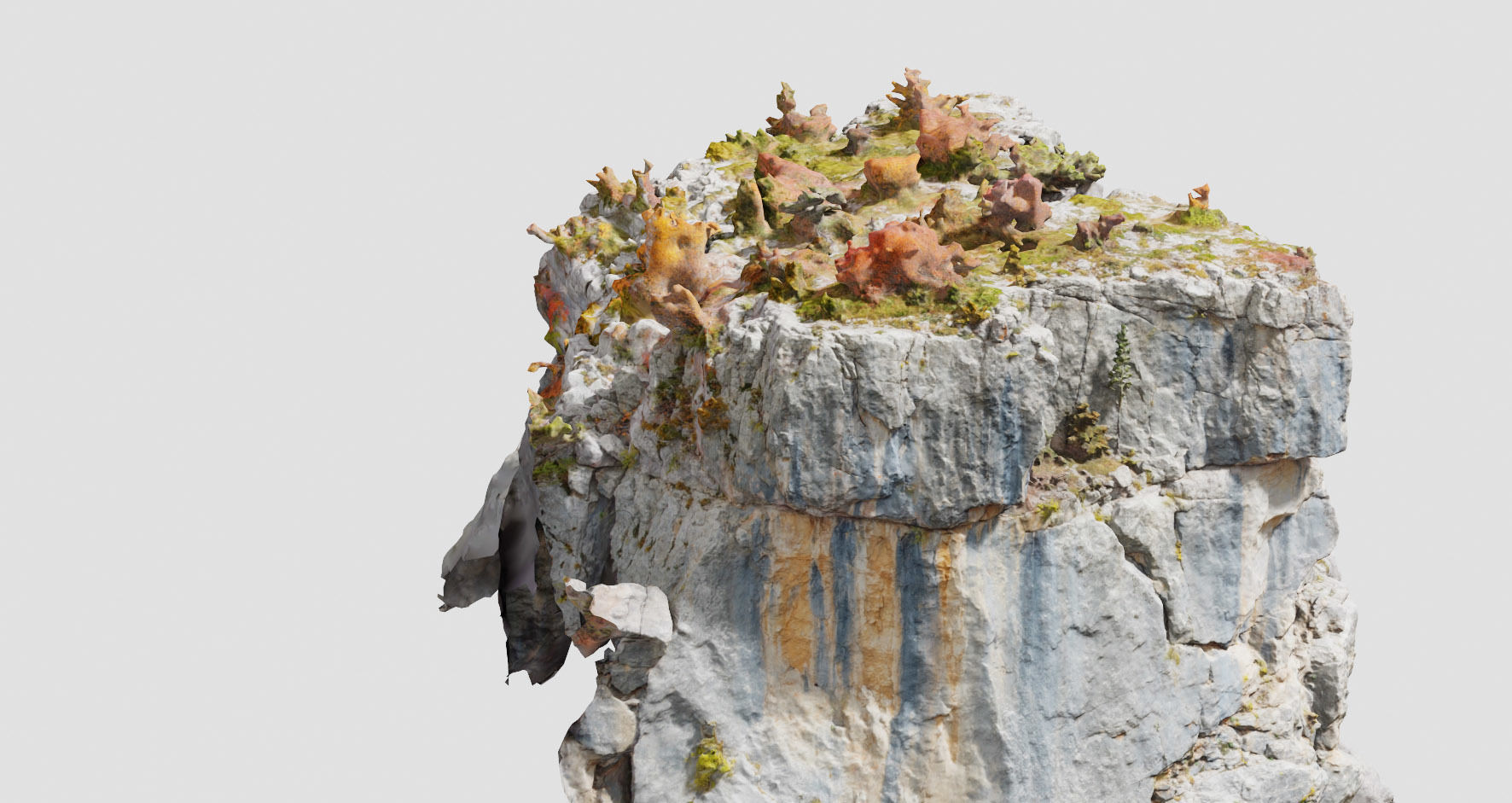 Huge Boulder Cliff Drone Scan PBR Low-poly 3D model_16