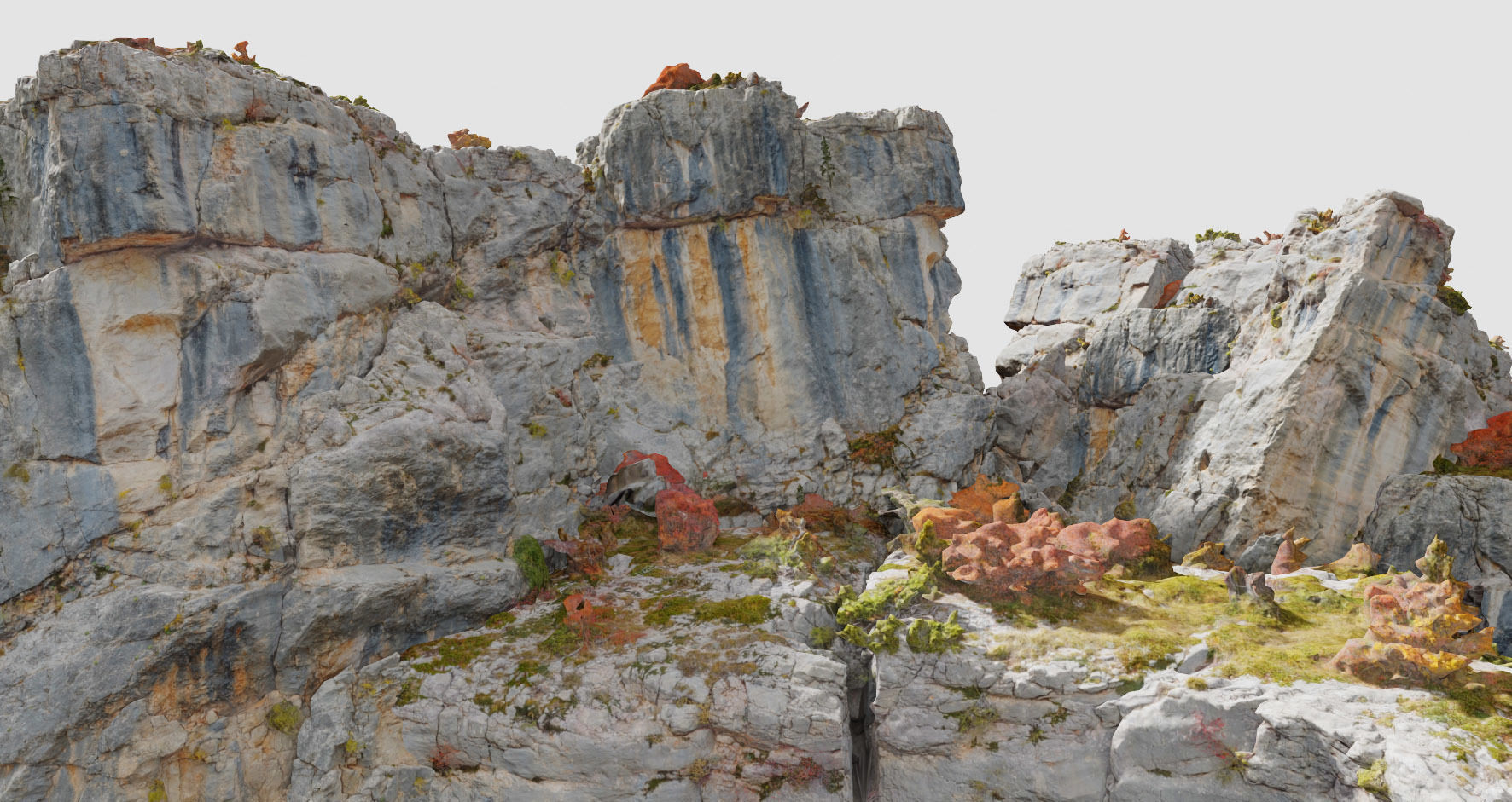 Huge Boulder Cliff Drone Scan PBR Low-poly 3D model_30