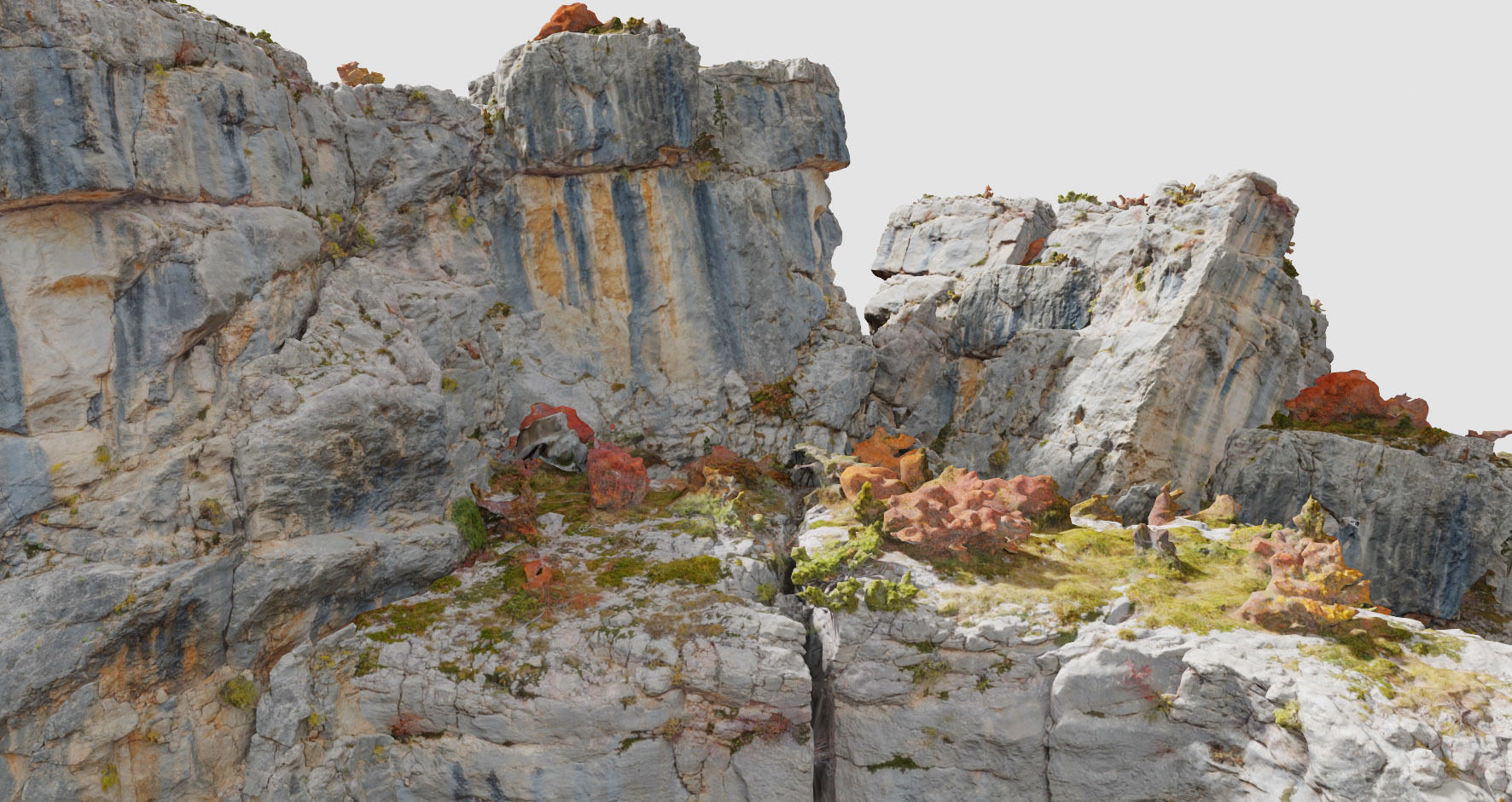 Huge Boulder Cliff Drone Scan PBR Low-poly 3D model_1