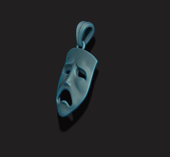 Tragedy mask pendant 3D print model_2