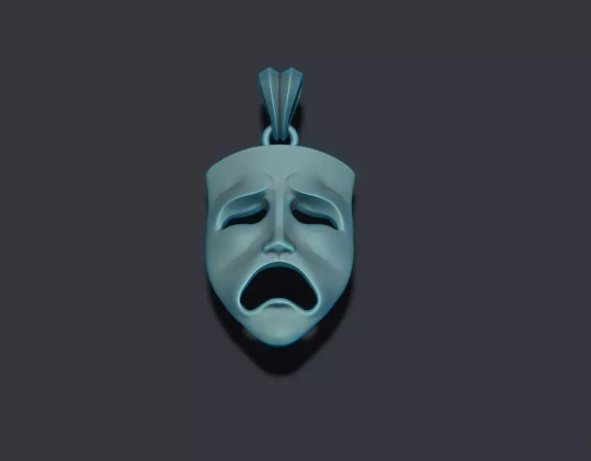 Tragedy mask pendant 3D print model_0