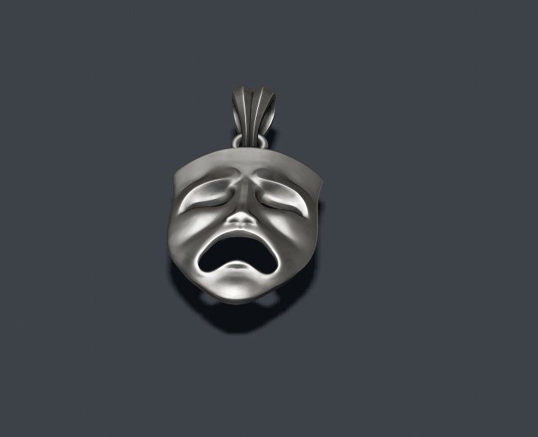 Tragedy mask pendant 3D print model_8