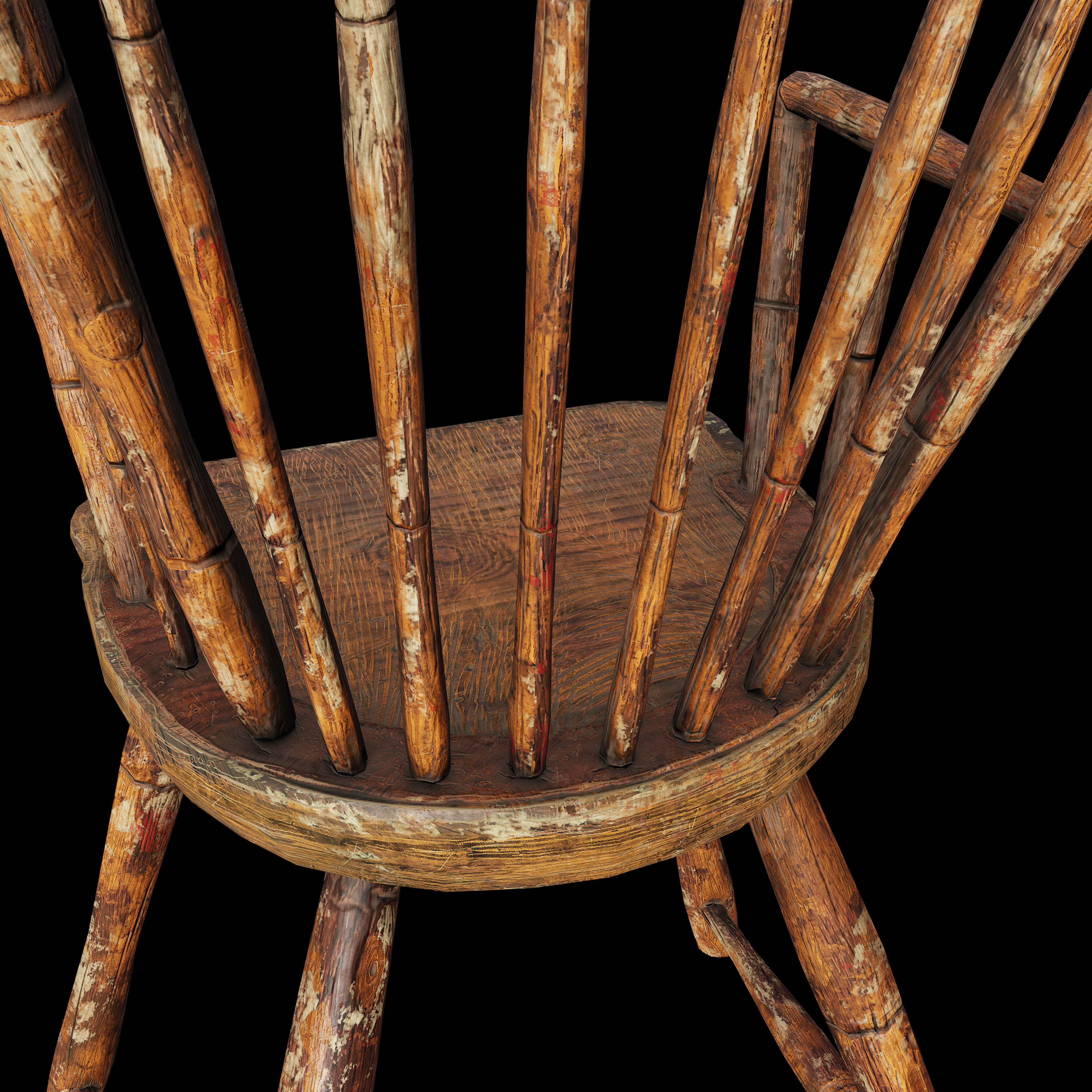 Wooden Chair Low-poly 3D model_10