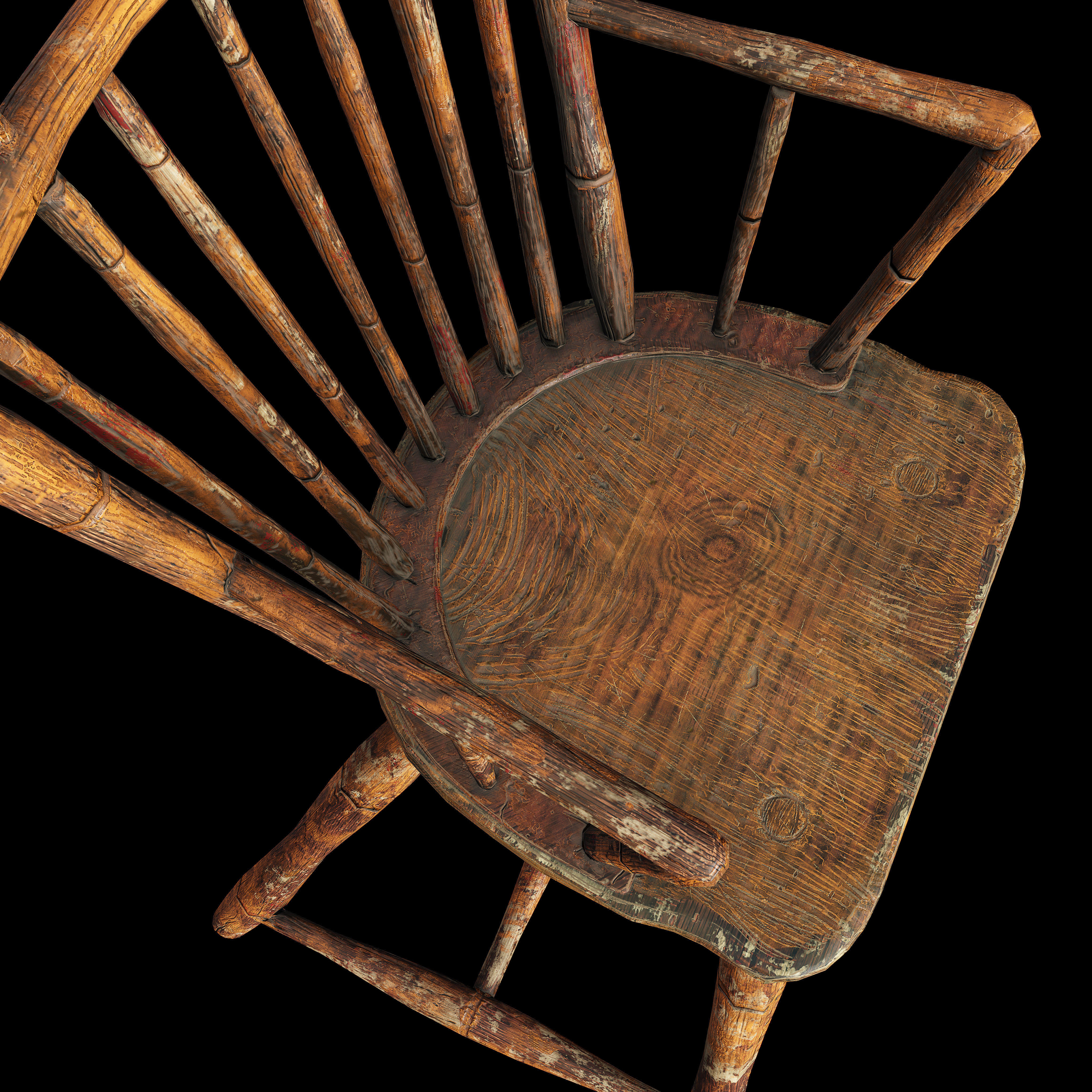 Wooden Chair Low-poly 3D model_3
