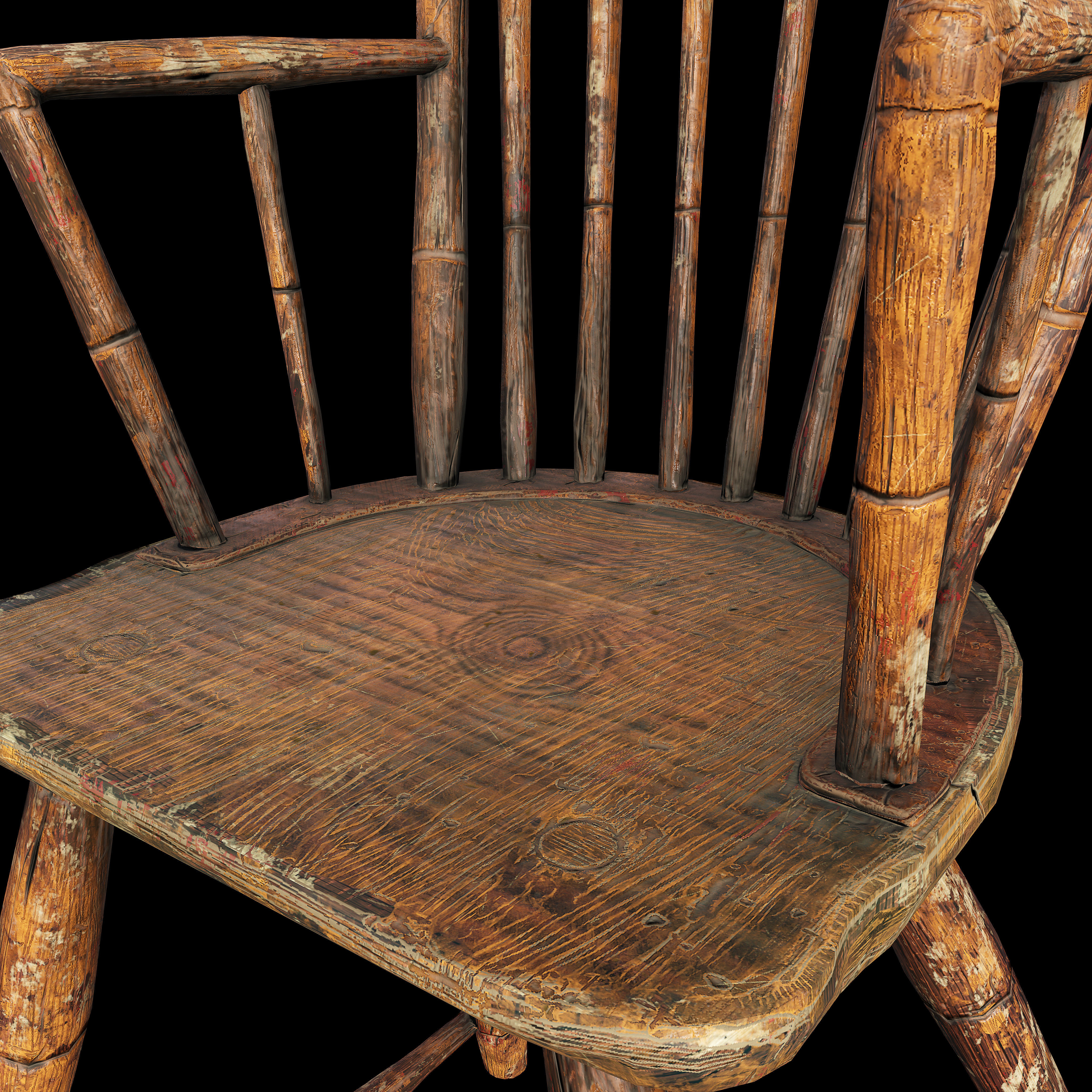 Wooden Chair Low-poly 3D model_9