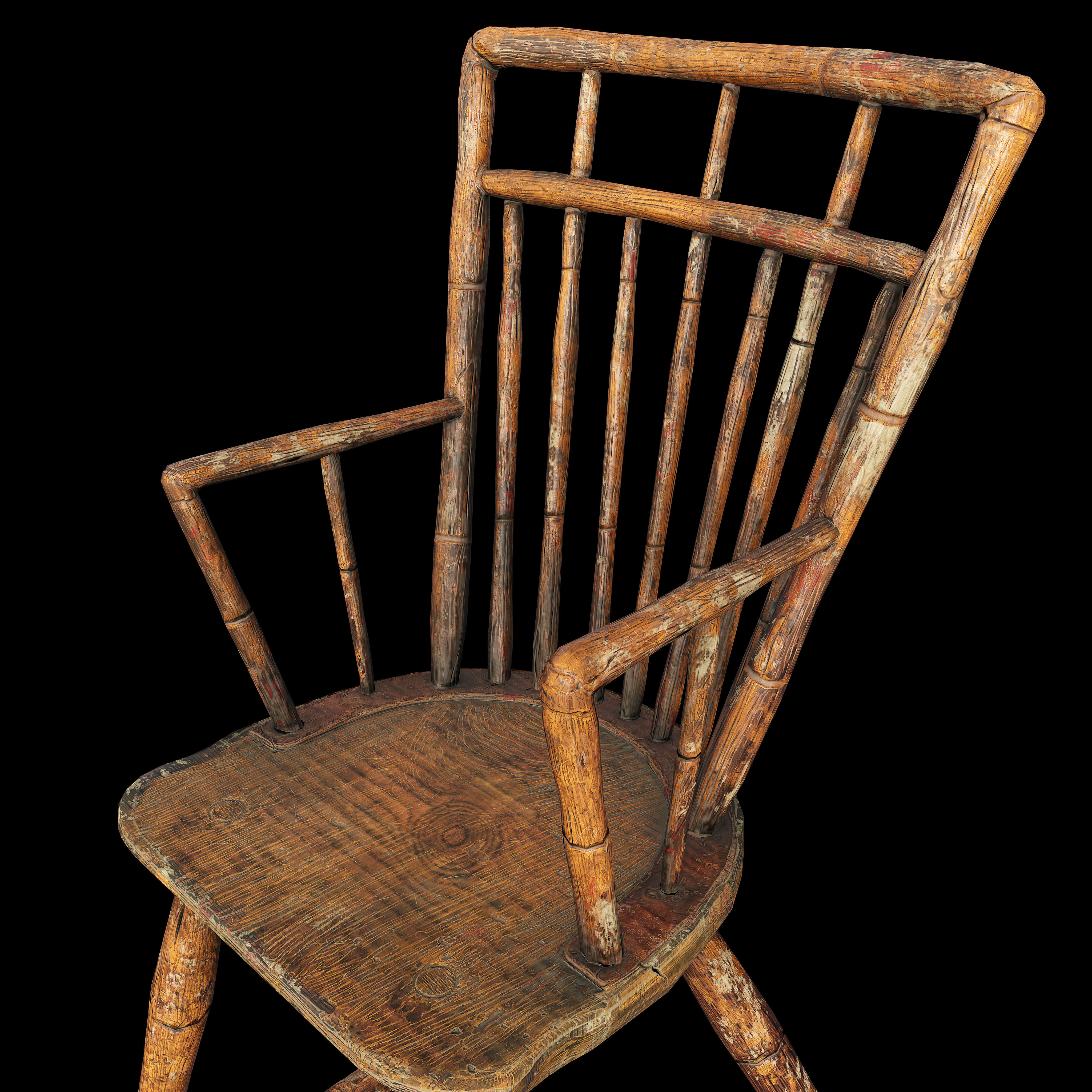 Wooden Chair Low-poly 3D model_5