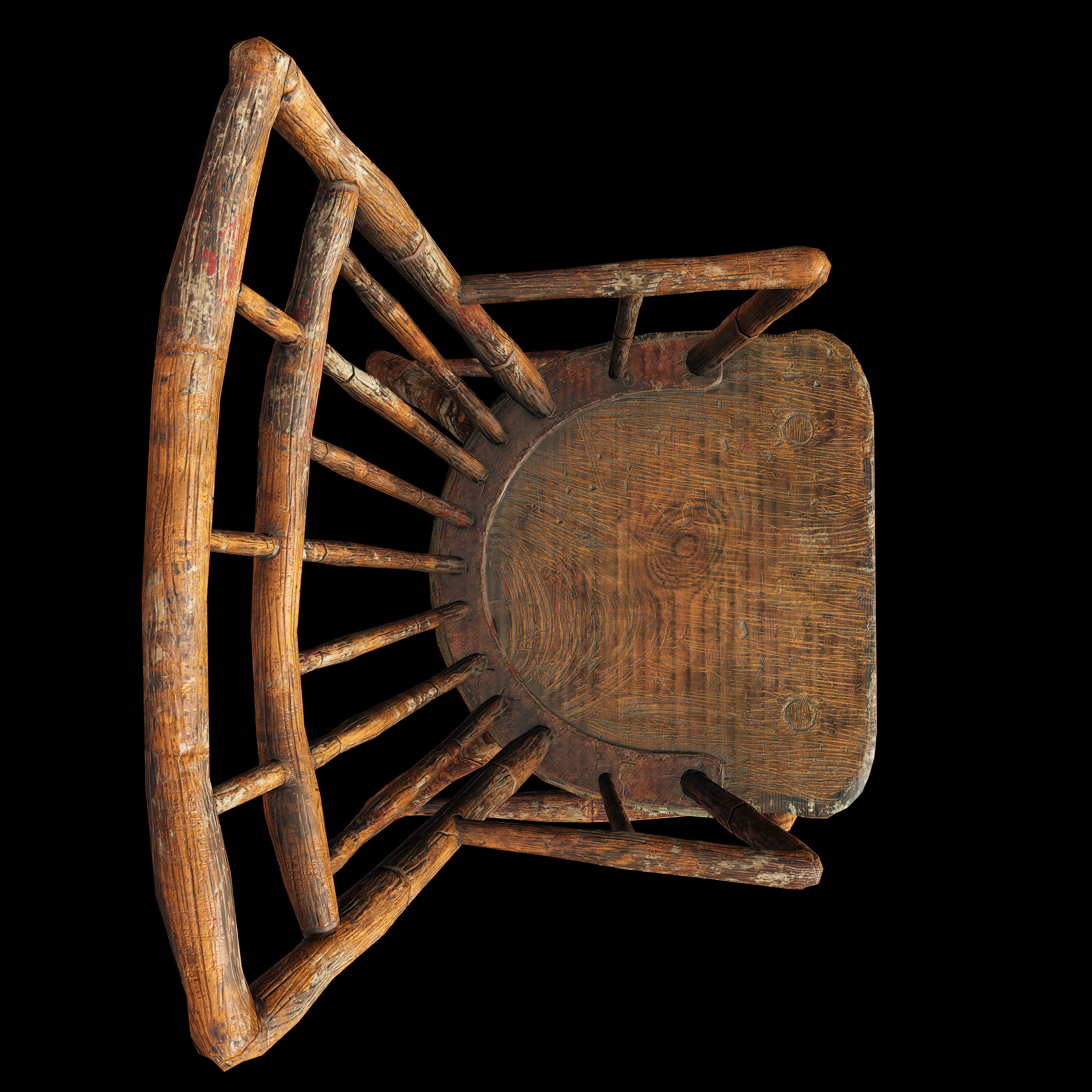 Wooden Chair Low-poly 3D model_2
