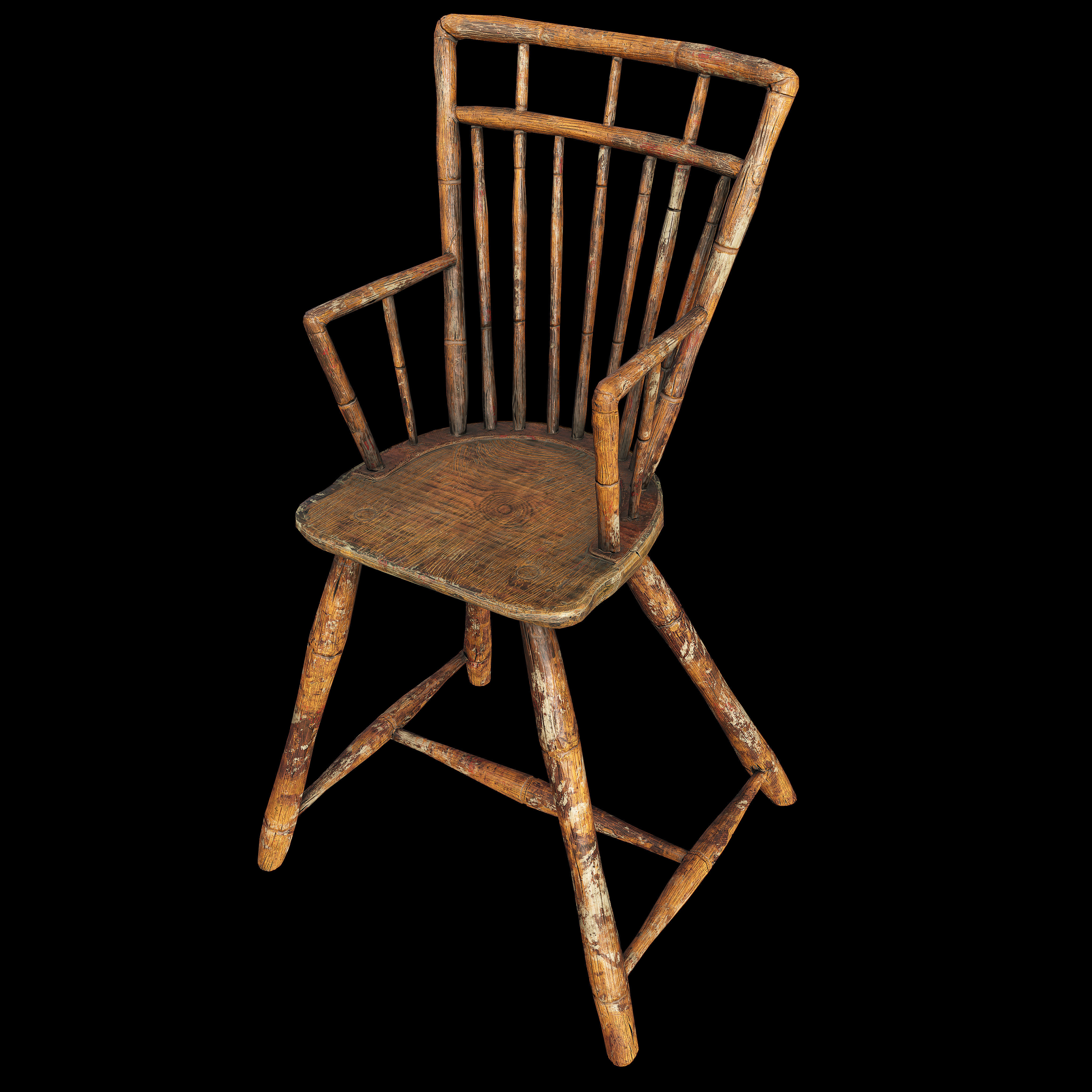 Wooden Chair Low-poly 3D model_8