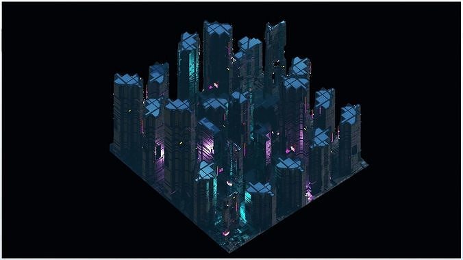 Sci-Fi Cyberpunk Futuristic City Skyscraper Building Cityscape  3D model 7