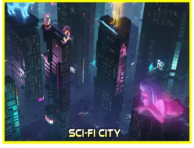 Sci-Fi Cyberpunk Futuristic City Skyscraper Building Cityscape  3D model