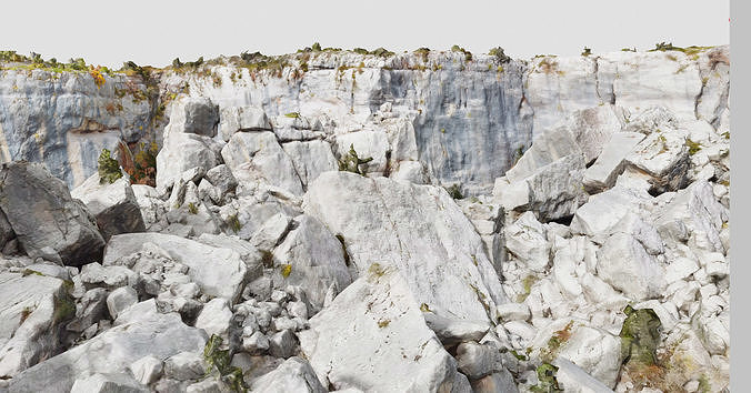 Huge Boulder Cliff Field Drone Scan PBR Low-poly 3D model