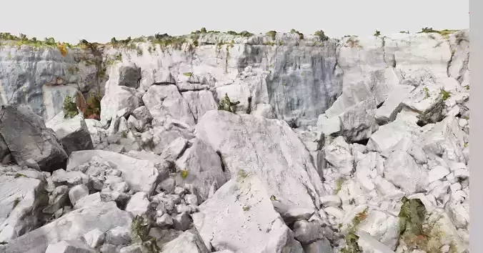 Huge Boulder Cliff Field Drone Scan PBR Low-poly 3D model