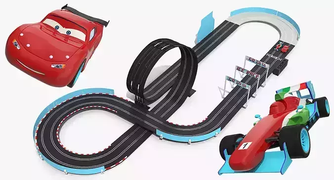 Toy Racing Car Track with Cars Generic 3D model