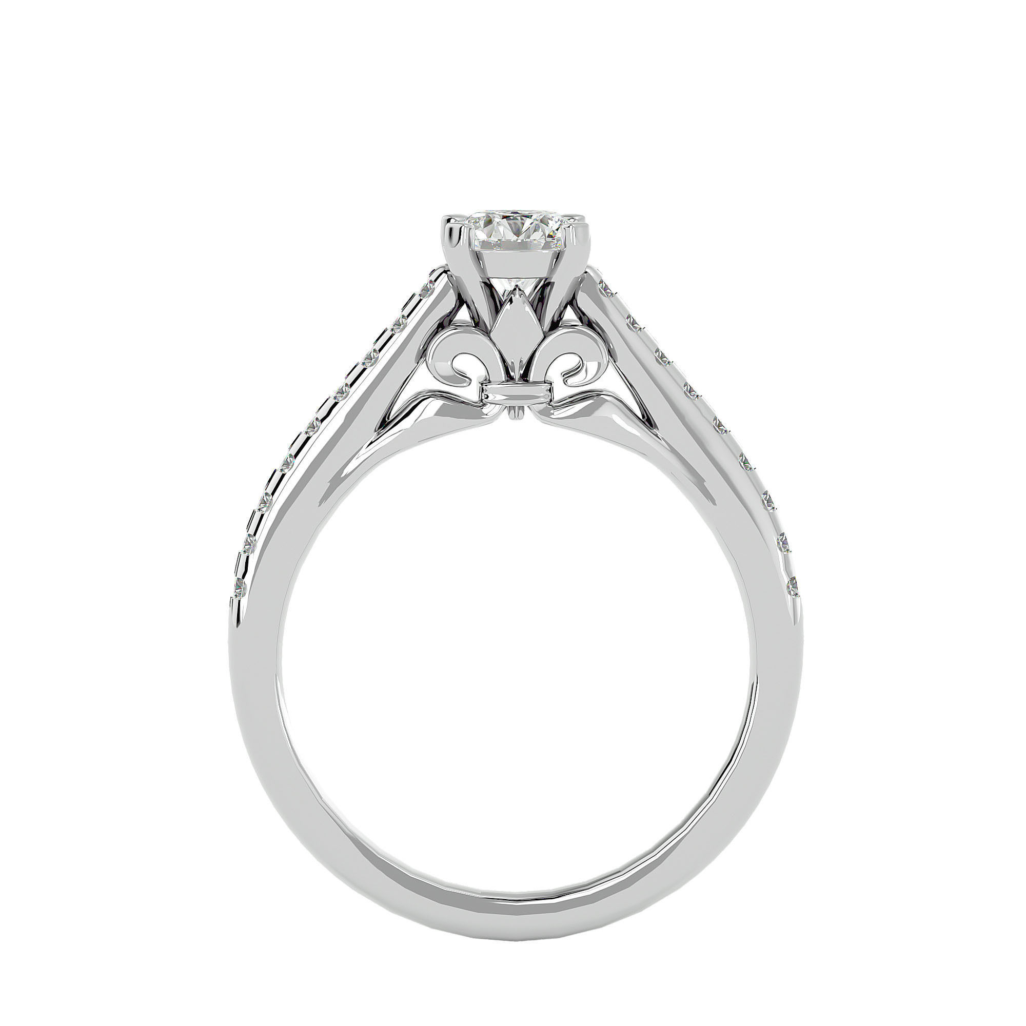 Solitaire ring model 3D print model_4