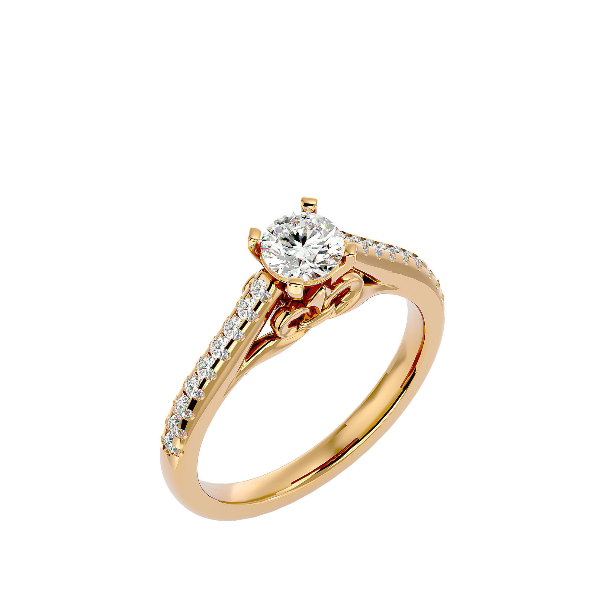 Solitaire ring model 3D print model_11