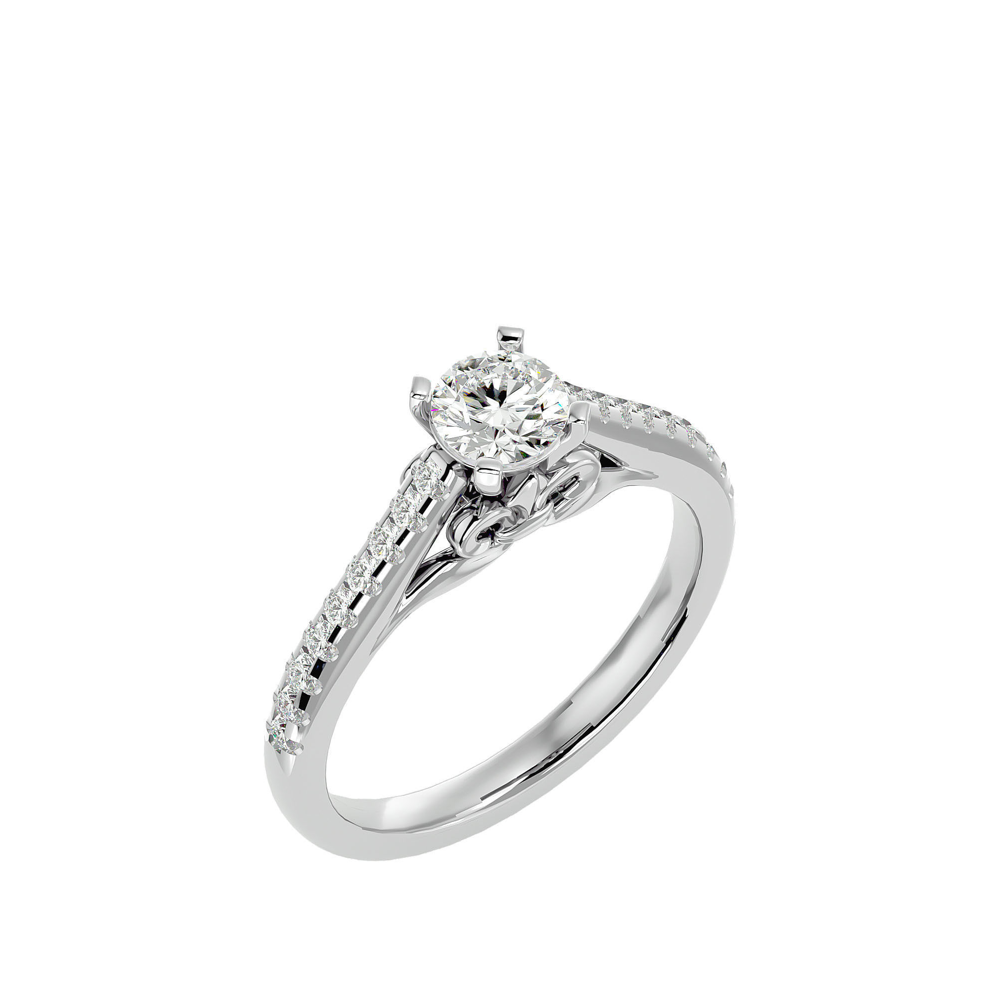 Solitaire ring model 3D print model_10