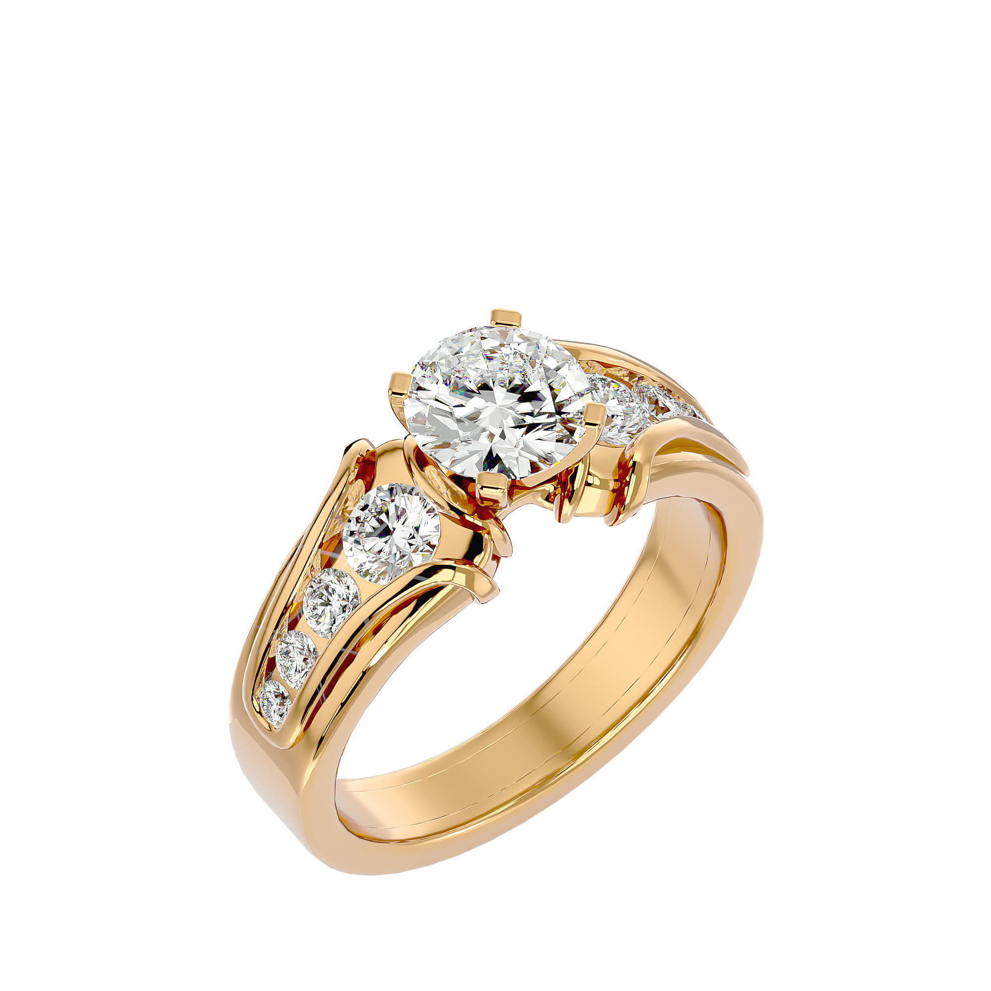 Solitaire ring model 3D print model_10