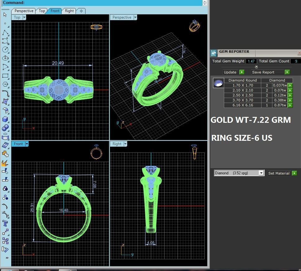Solitaire ring model 3D print model_12