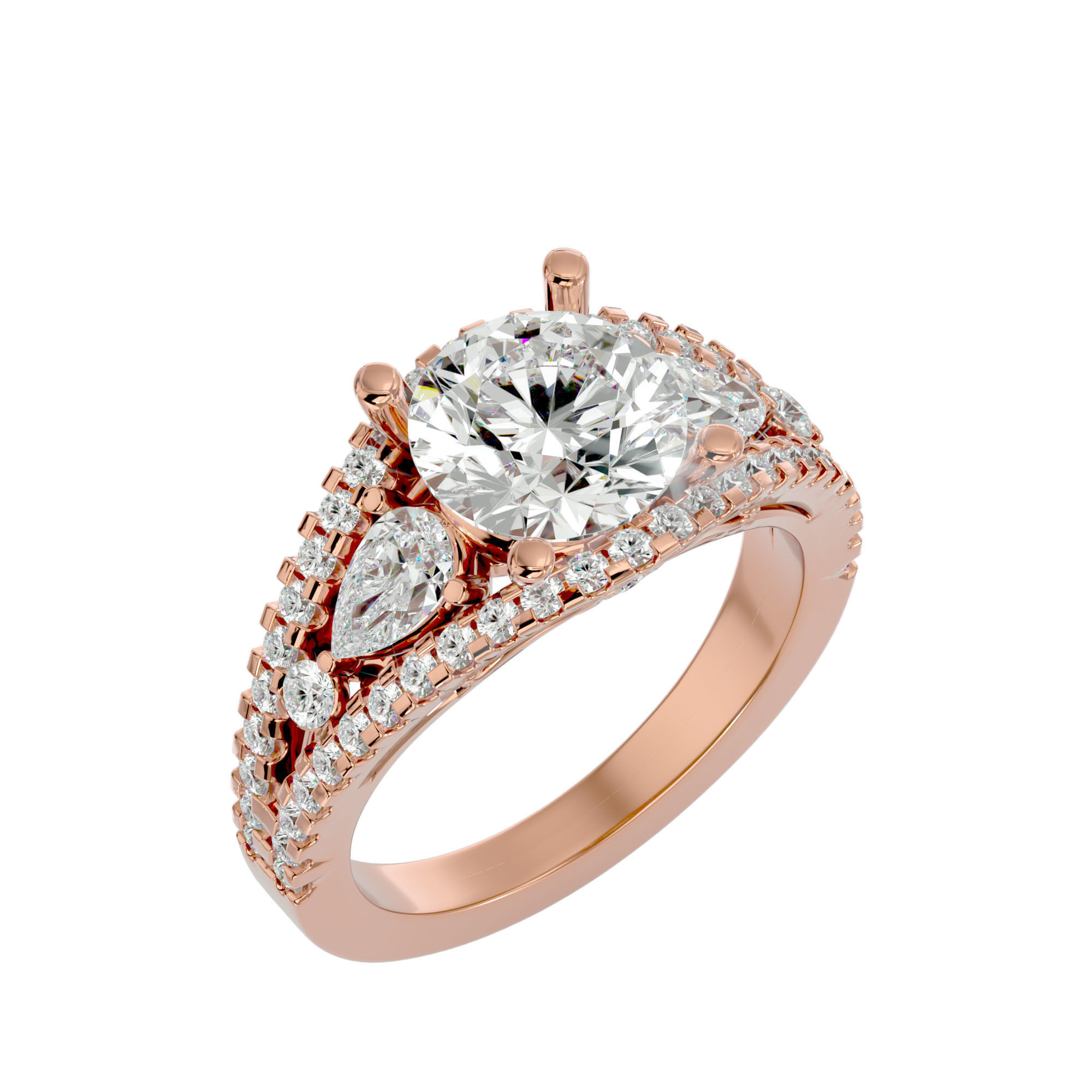 Solitaire ring model 3D print model_14