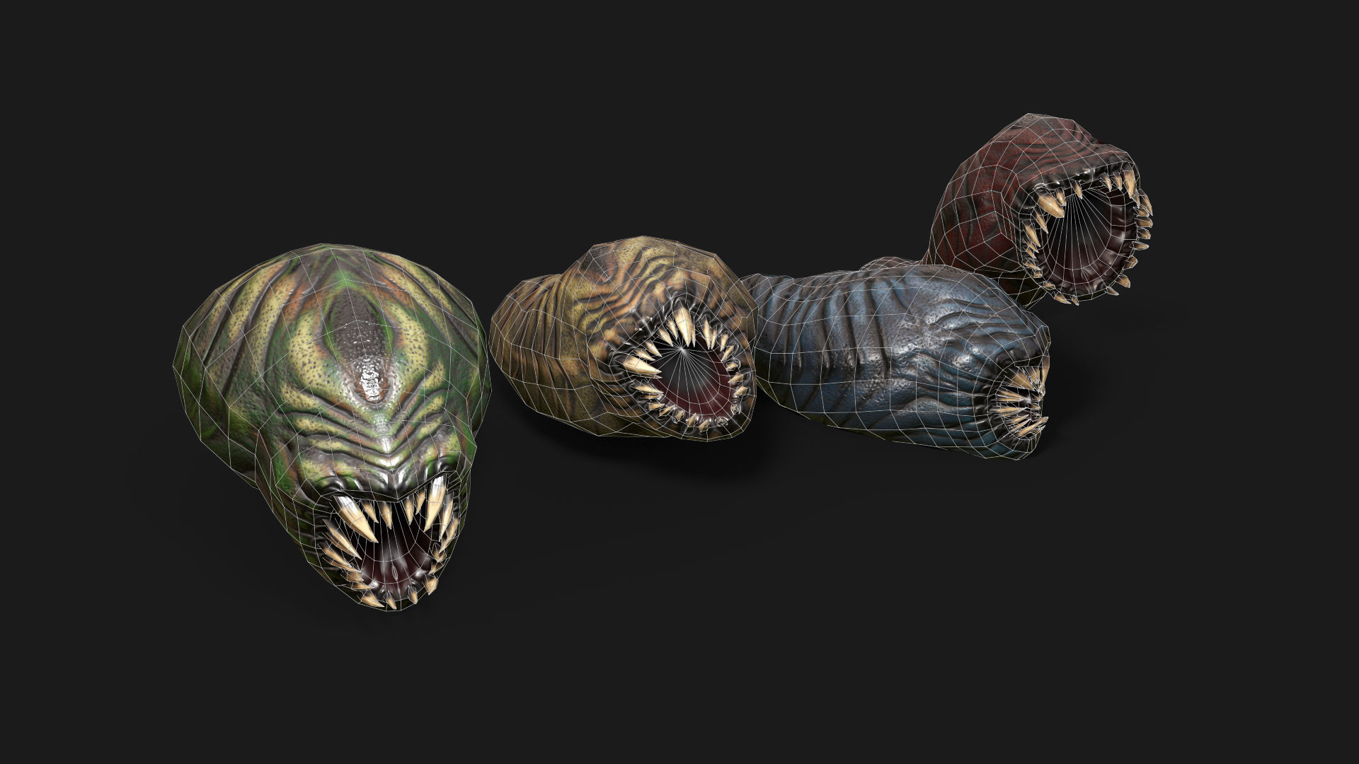 Fat Worm Low-poly 3D model_7