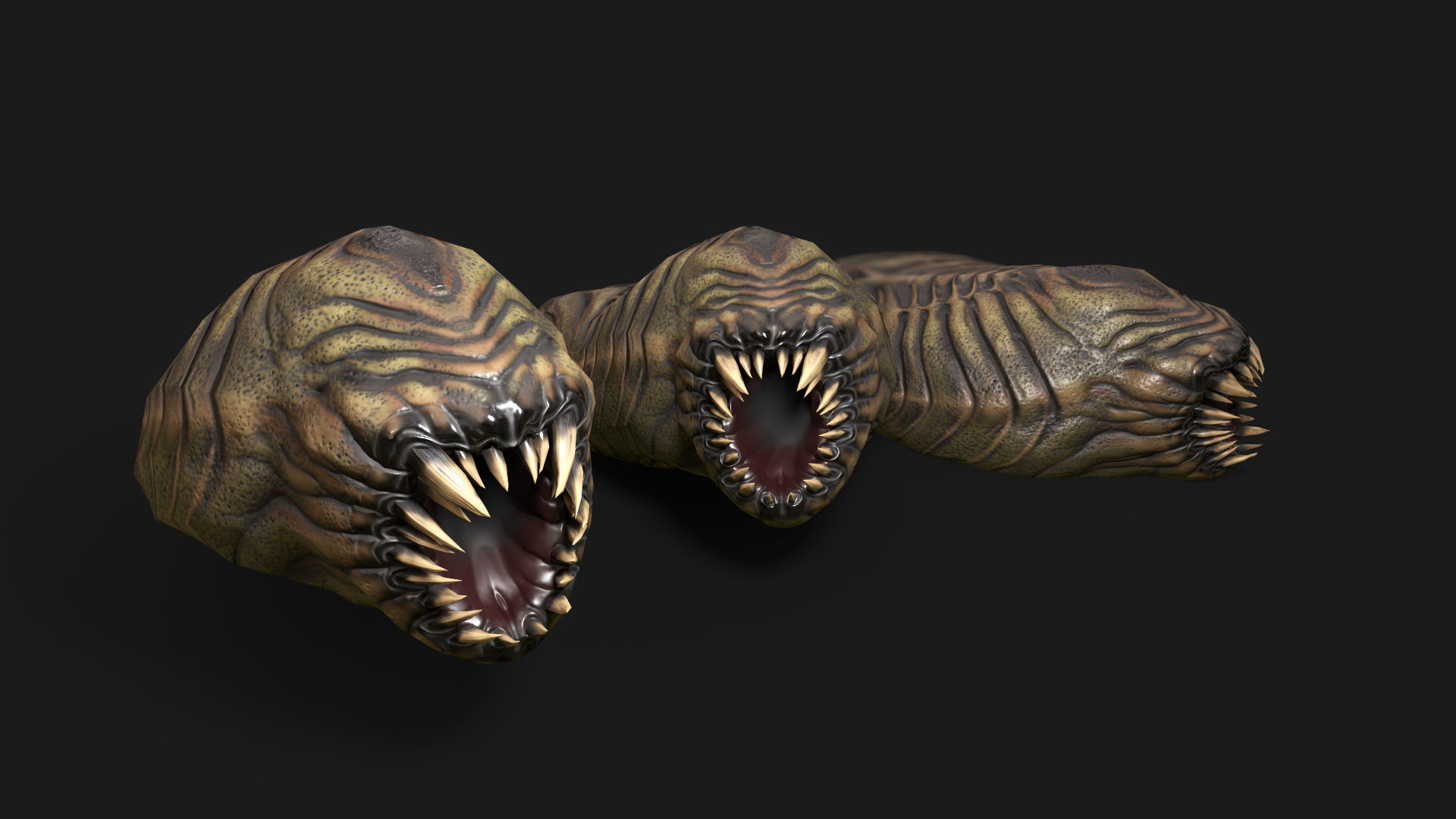 Fat Worm Low-poly 3D model_2