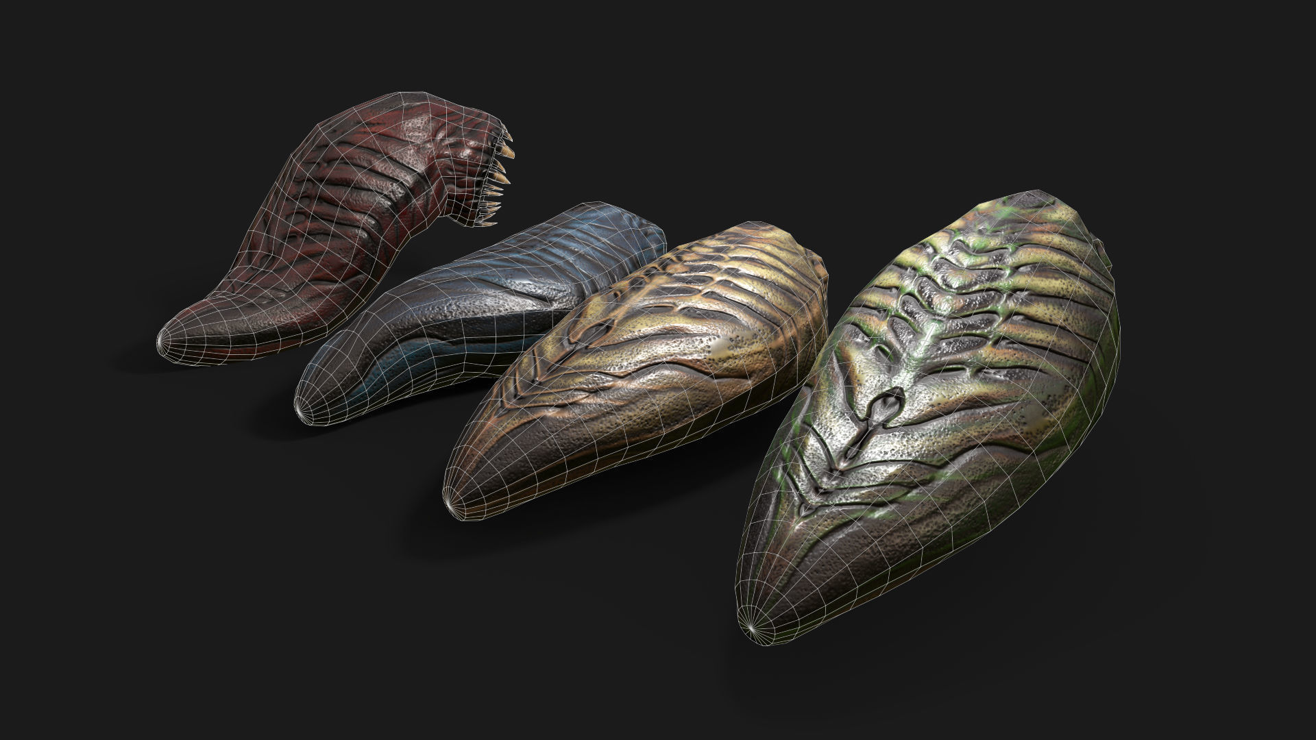 Fat Worm Low-poly 3D model_9