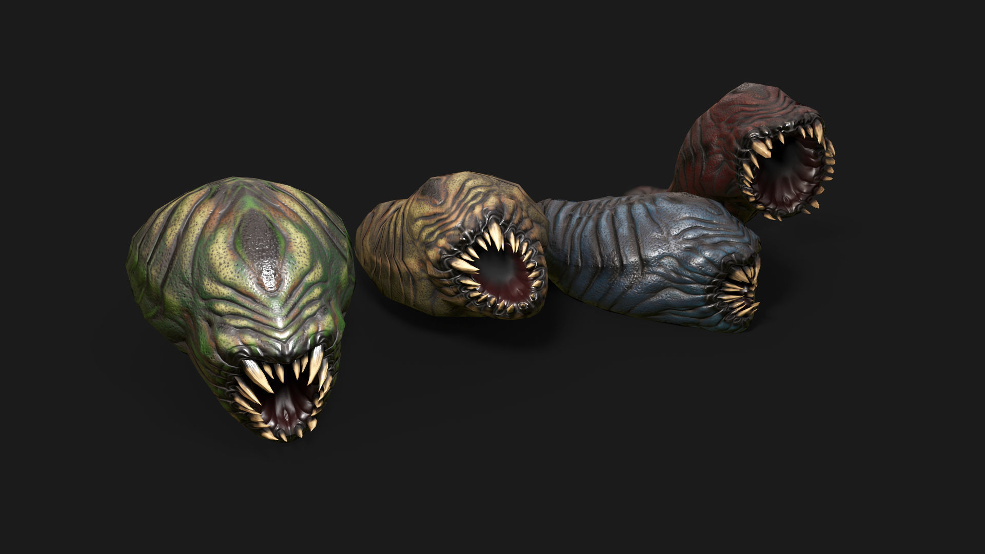 Fat Worm Low-poly 3D model_6