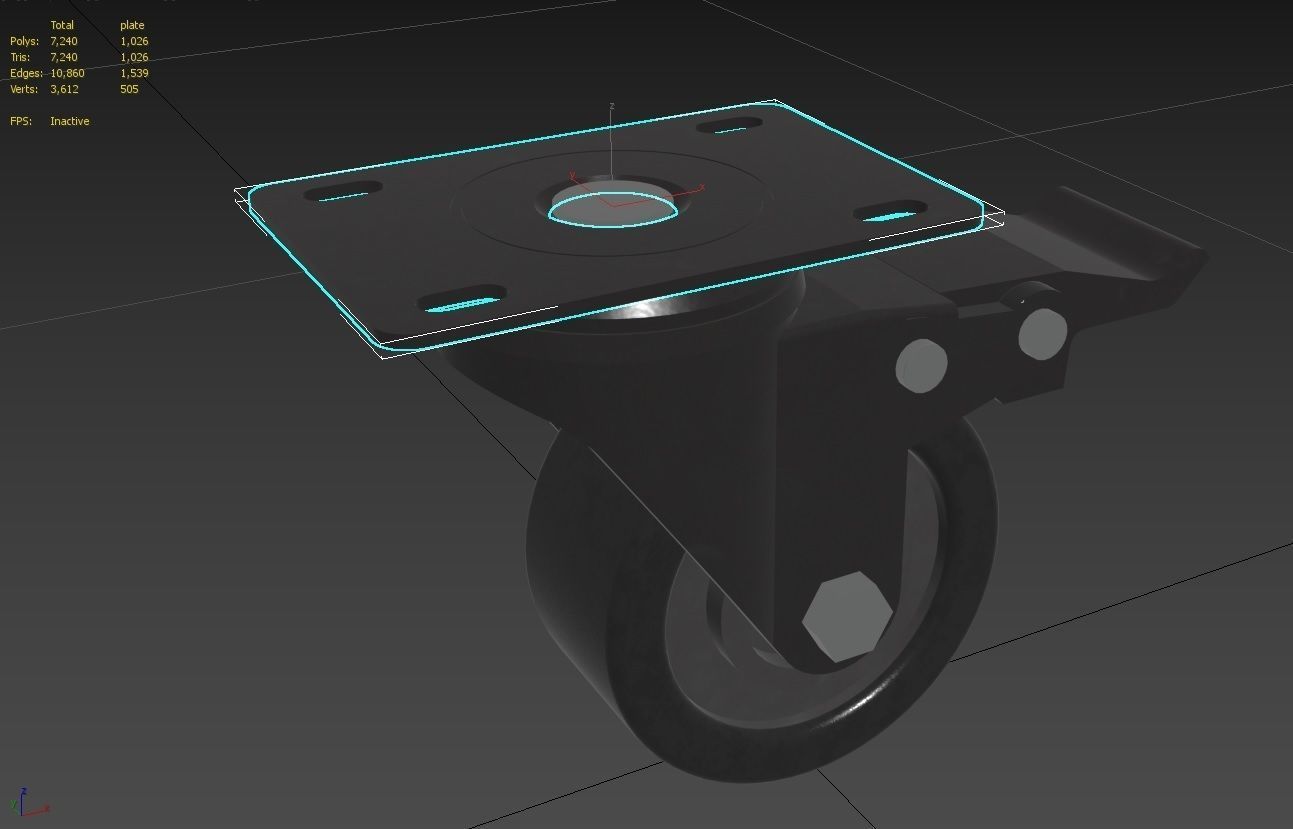 Caster Wheel M3 Low-poly 3D model_11