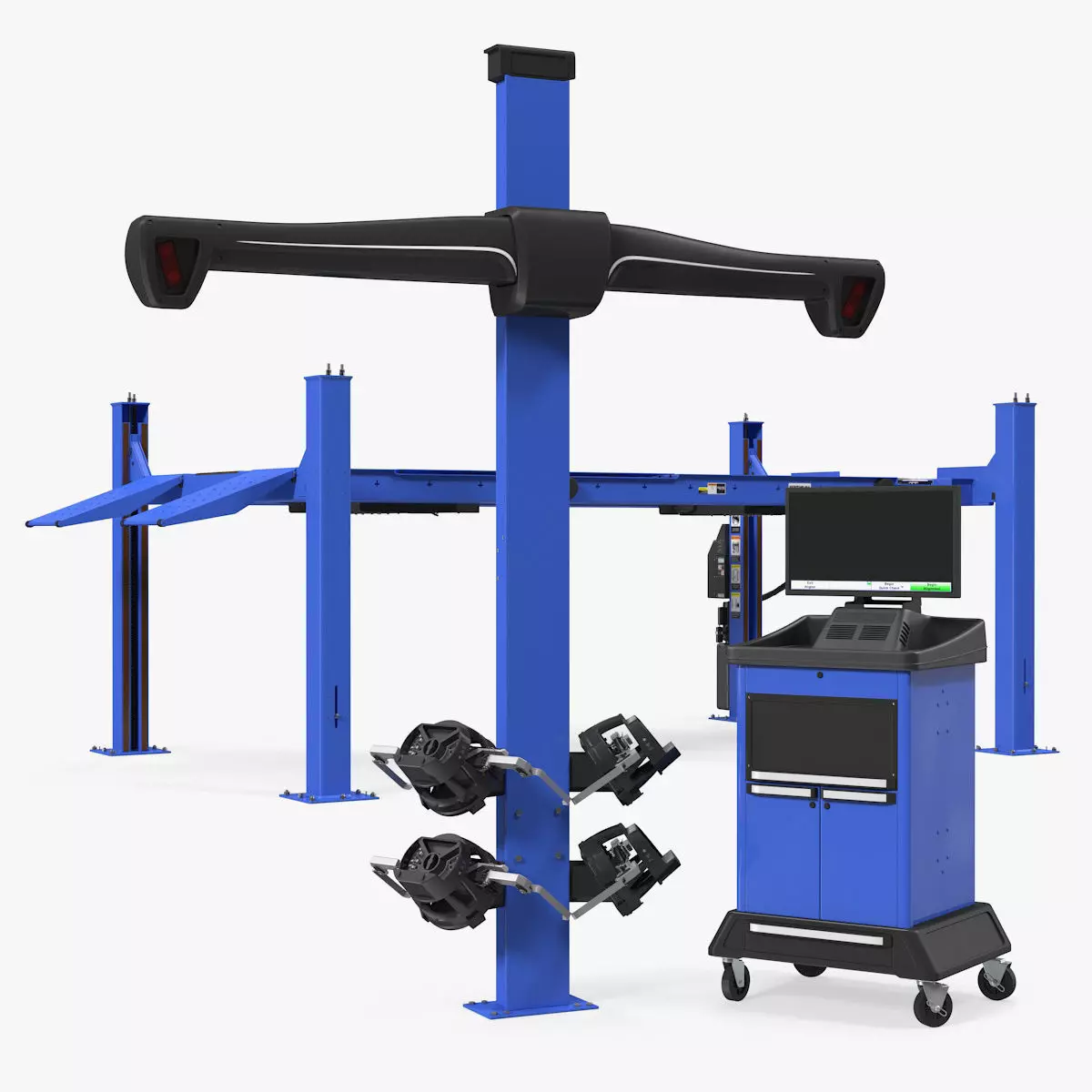 Wheel Aligner Car Equipment Generic with Lift Rigged 3D model