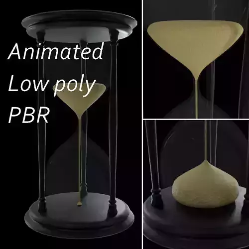 Hourglass animated Low-poly 3D model