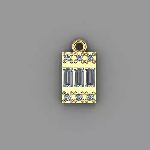 Pendant with baguette cut diamonds gold