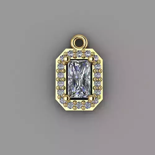 Pendant emerald cut diamond gold