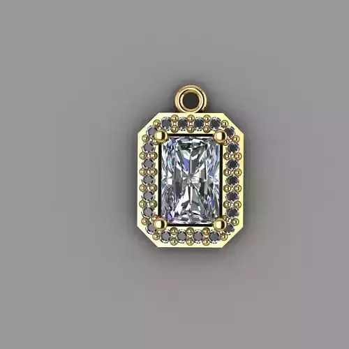Pendant square cut diamond gold