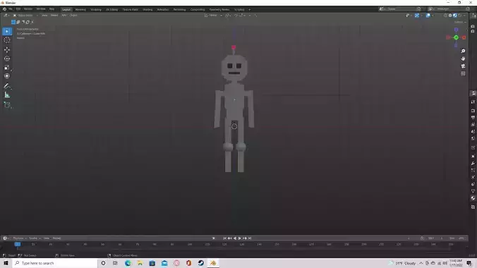 low poly robot computer screen showing skeleton