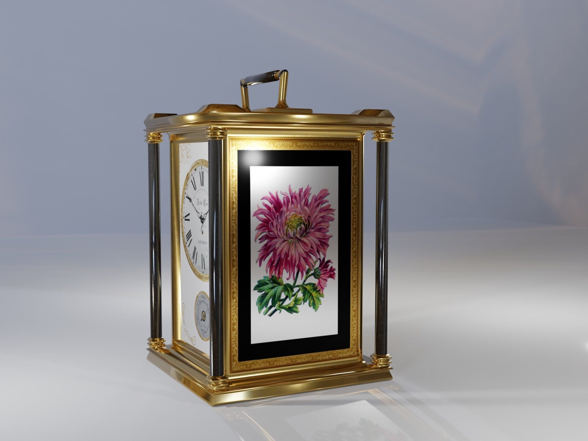 Carriage Clock Low-poly 3D model_3